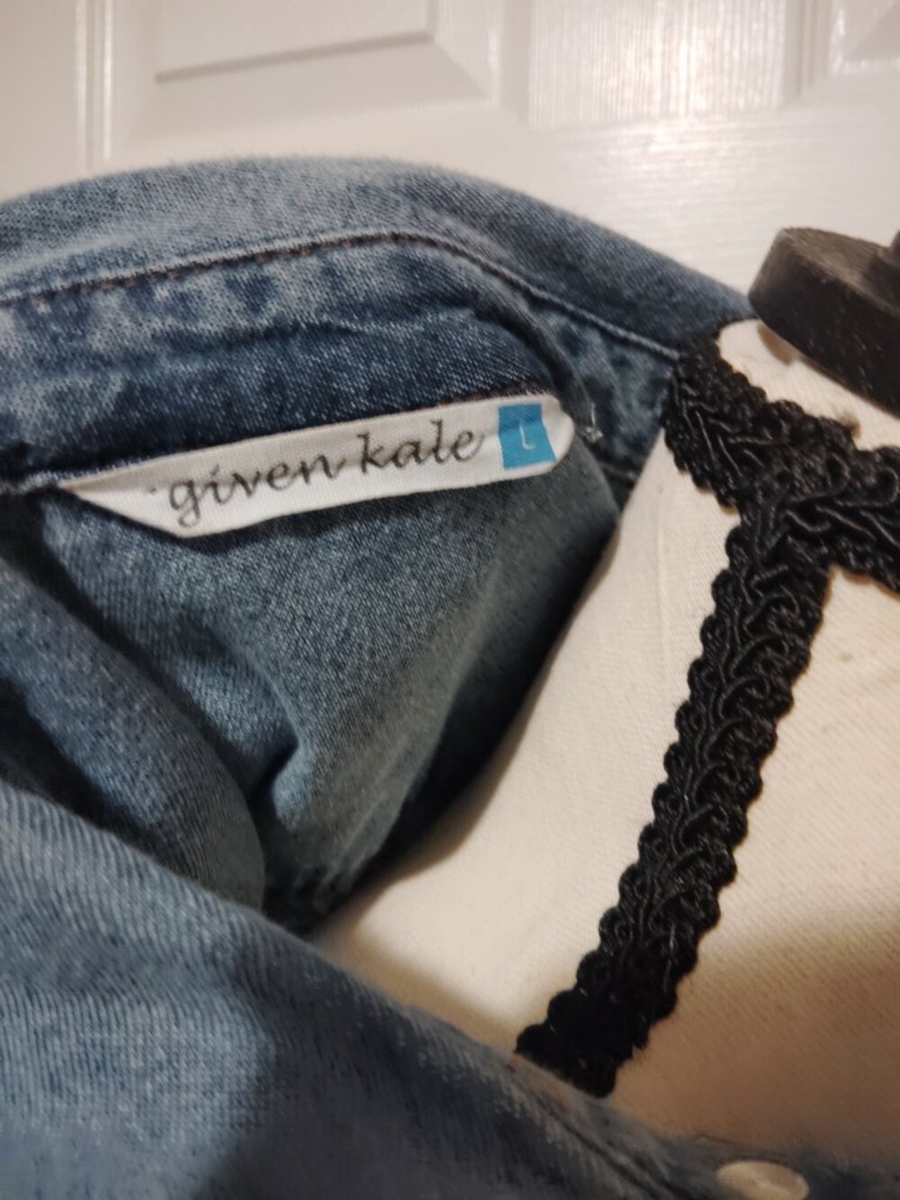 Given Kale Denim Shirt Dress Blue button Front Midi Dress Size Large 100% Cotton - Picture 5 of 5